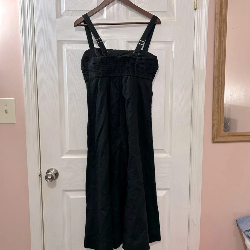 Abercrombie & Fitch Black Maxi Dress Linen & Cotton Adj. Straps Med Petite Y2K